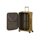 מזוודת בד Samsonite D'lite Spinner 78cm בצבע צהוב כאמל פתוחה - תא פנימי עם רצועות הידוק ותא רשת ברוכסן