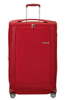 מזוודה גדולה אדומה Samsonite D'lite Spinner 78cm EXP מבט חזית עם ארבעה גלגלים וידית טלסקופית