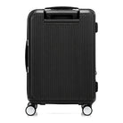 מבט אחורי של מזוודת הטרולי Samsonite Modus בצבע שחור עם בית הידית הטלסקופית בשני מוטות