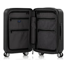 מזוודת הטרולי Samsonite Modus פתוחה: מחיצות בסגירת רוכסן מלאה בשני הצדדים עם כיסי רוכסן ורשת