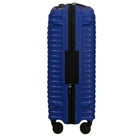 מזוודת טרולי עלייה למטוס Samsonite Upscape במשקל 2.3 ק"ג בלבד - מבט צד עם רוכסן שחור בצבע כחול