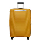 מזוודה גדולה 28 אינץ' מתרחבת Samsonite Upscape בצבע צהוב במבט מלפנים - נפח 104 ליטר ומשקל 3.4 ק"ג בלבד