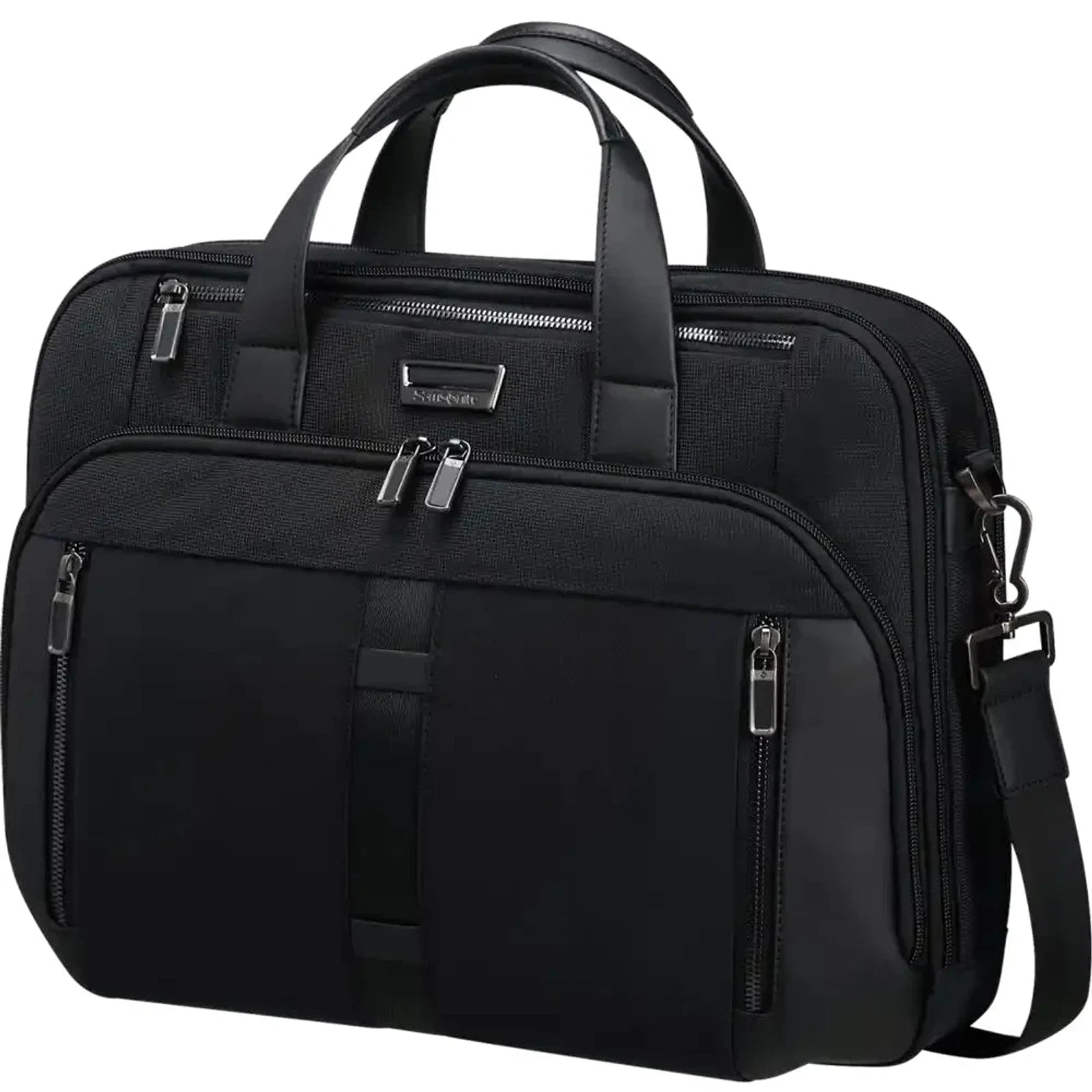 תיק צד עסקי למחשב נייד עד 15.6 אינץ' Samsonite Urban Eye בצבע שחור, עשוי מבליסטיק ניילון דוחה מים, מבט חזית
