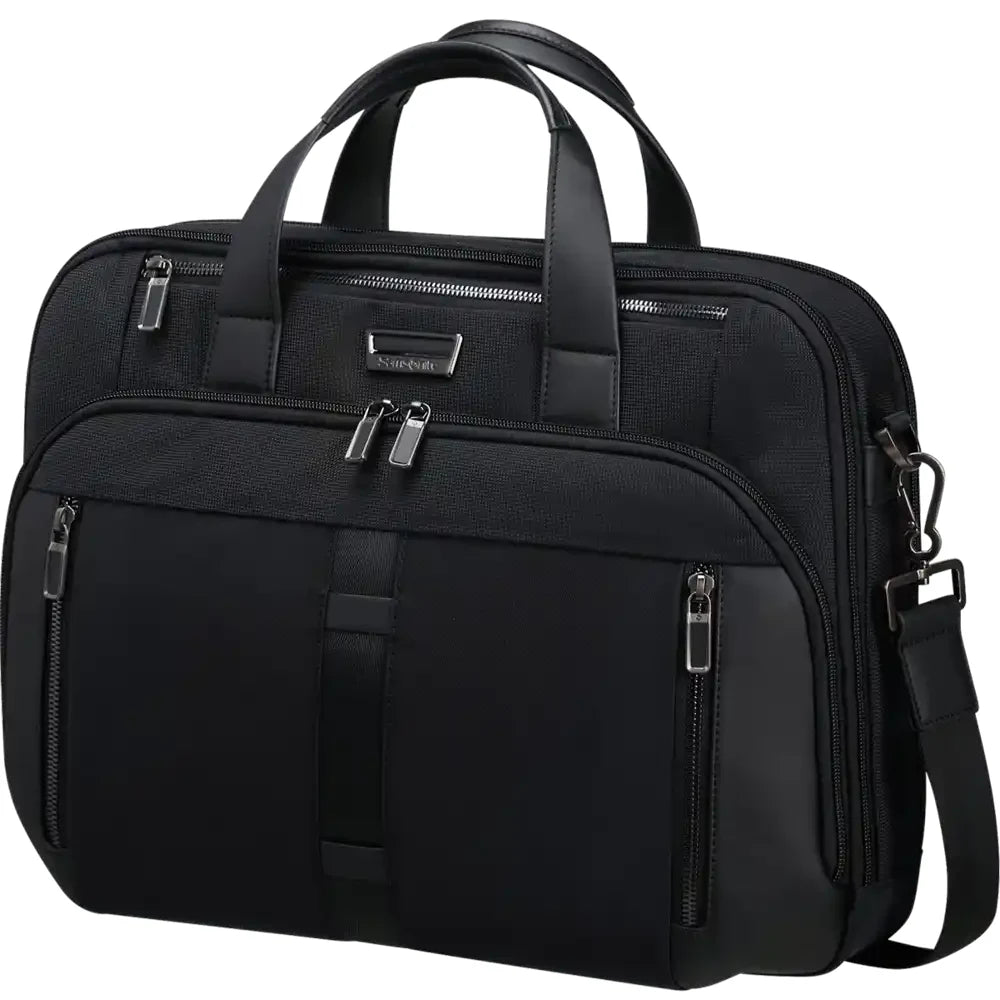 תיק צד עסקי למחשב נייד עד 15.6 אינץ' Samsonite Urban Eye בצבע שחור, עשוי מבליסטיק ניילון דוחה מים, מבט חזית