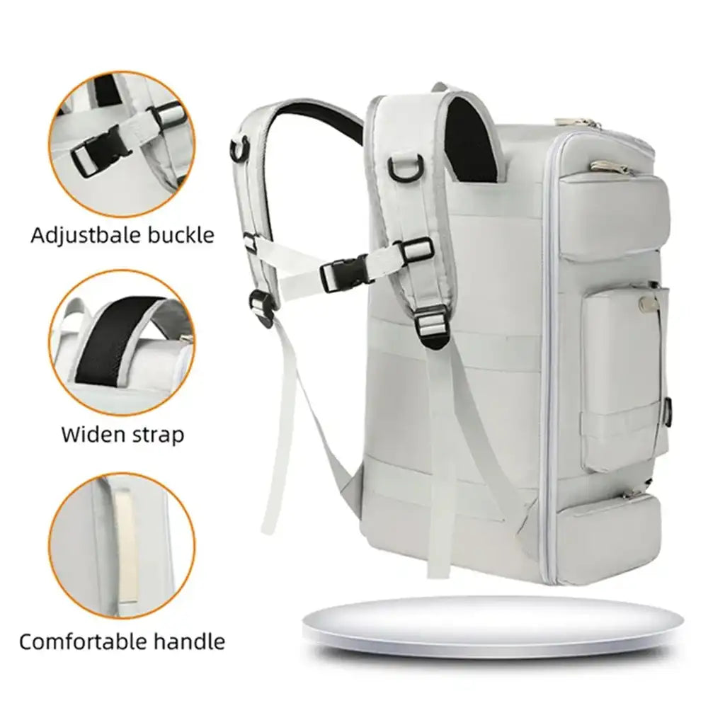 תיק עליה SanTiaoRen SkyPack 42L בצבע אפור, הדגשת אבזם מתכוונן, רצועות כתף מרופדות וידית נשיאה נוחה
