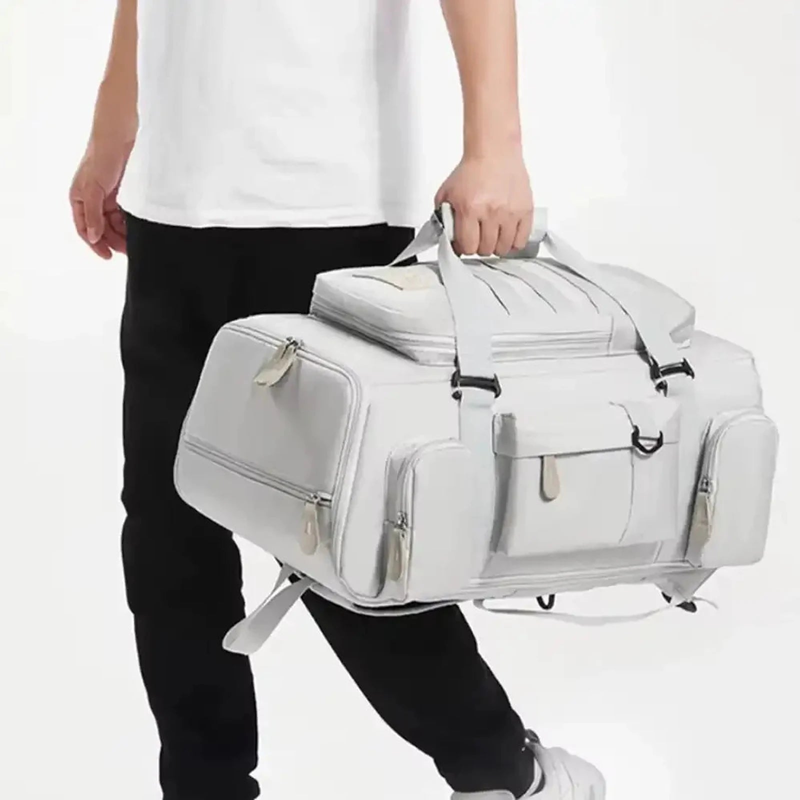 תיק עליה למטוס SanTiaoRen SkyPack 42L בנשיאה ידנית כתיק דאפל, הדגמת נשיאה אופקית נוחה עם ידית