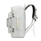 תיק עליה SanTiaoRen SkyPack 42L בצבע אפור, מבט פרופיל צדדי עם ידית נשיאה ורצועות כתף מרופדות