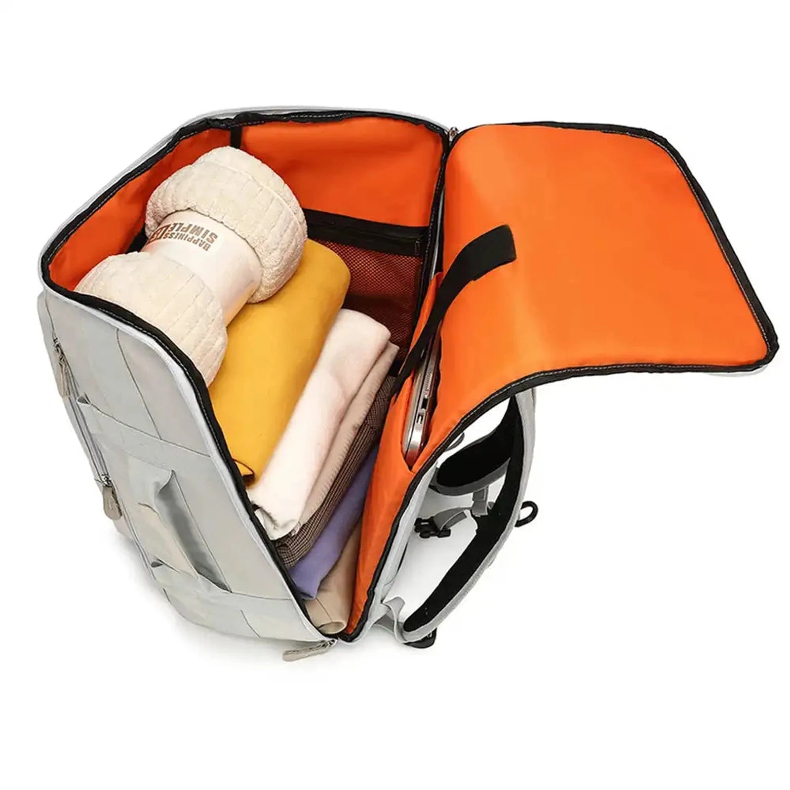 תיק עליה למטוס SanTiaoRen SkyPack 42L פתוח 180 מעלות עם ביגוד מסודר ותא לפטופ, תצוגת פנים