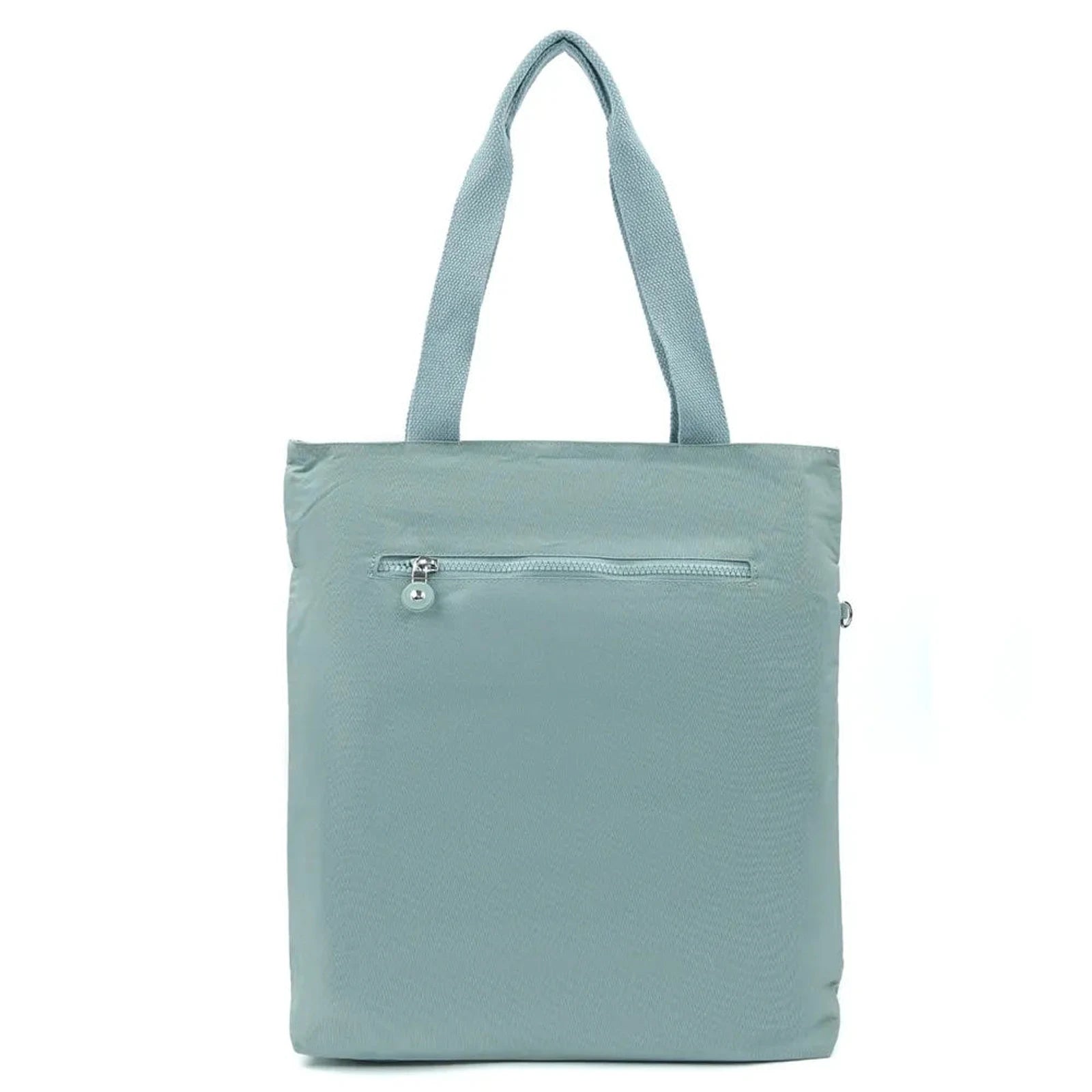 תיק נשיאה SEEINGLY Tote Bag בצבע מנטה, מבט אחורי עם תא רוכסן לאחסון פריטים לשליפה מהירה