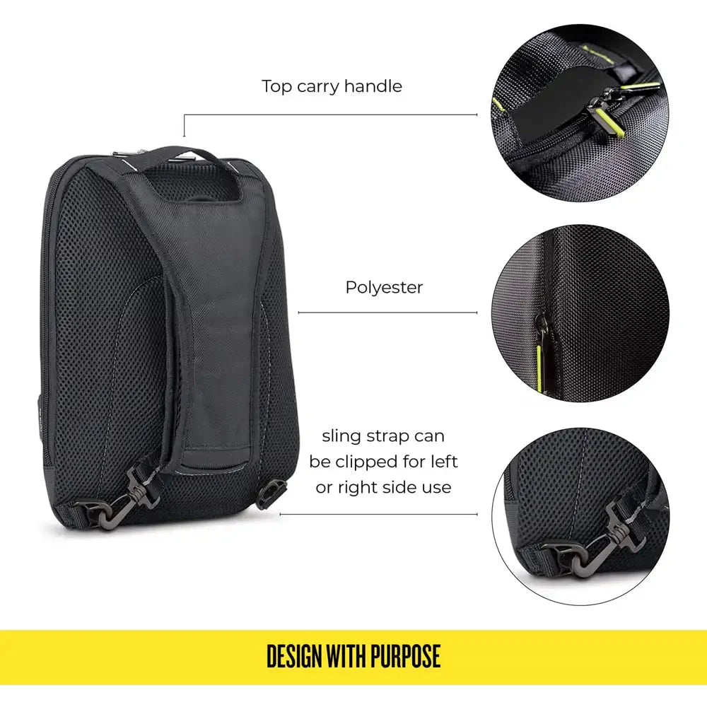 תיק קרוס בודי SOLO New York דגם Active Tablet Sling מבט אחורי עם ידית נשיאה ורצועת כתף מתכווננת