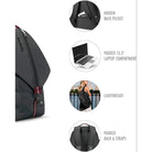 תיק גב SOLO New York Peak Performance, אינפוגרפיקה של תכונות: תא מרופד למחשב 13.3 אינץ ורצועות מרופדות