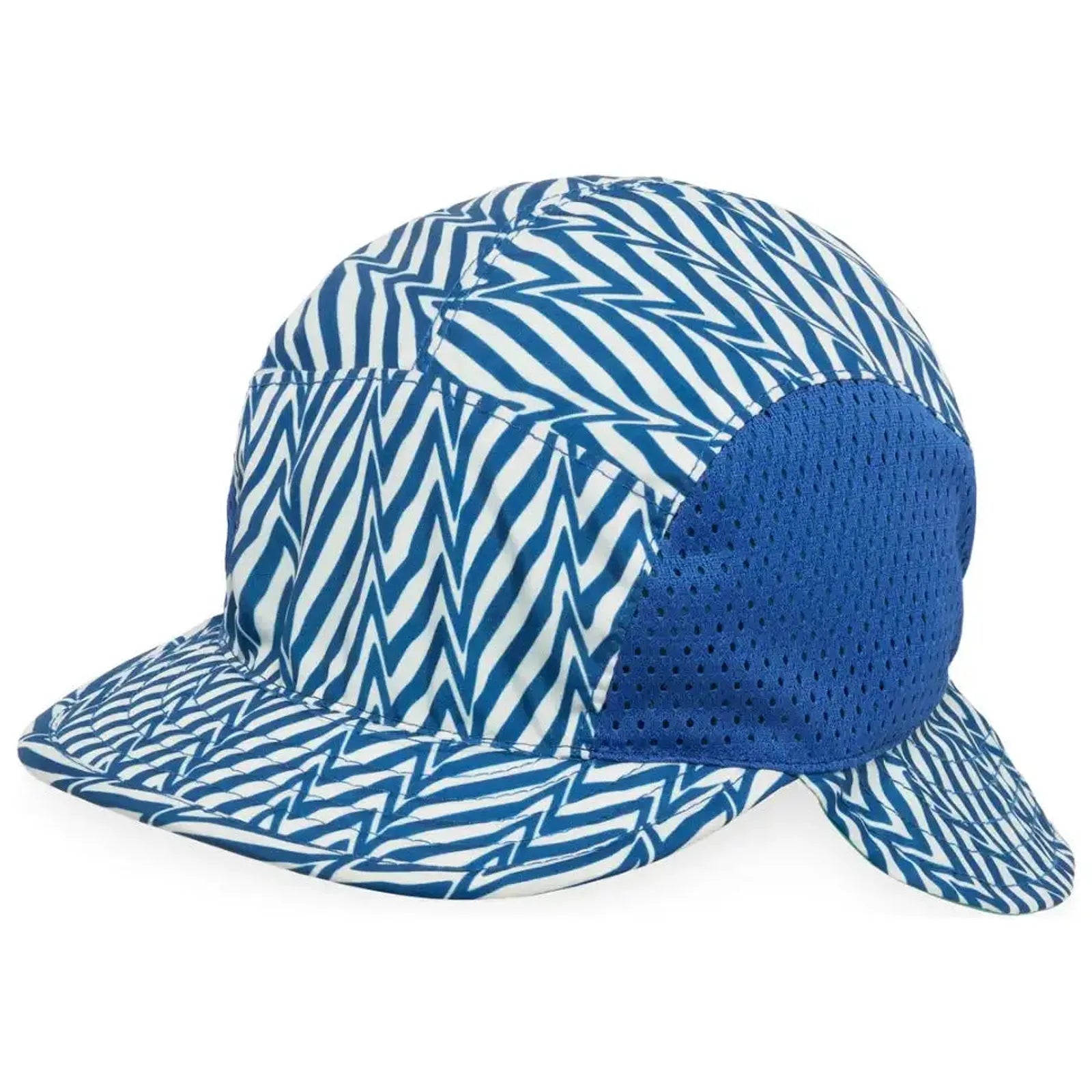כובע שמש הפיך לתינוקות Sunday Afternoons SunFlip Cap כחול Electric Stripe - מבט קדמי