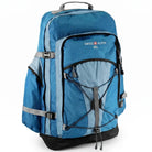 תרמיל גב מקצועי 90 ליטר Swiss Alpin AeroVent בצבע כחול, עשוי מבד Ballistic Nylon דוחה מים, מבט מלפנים