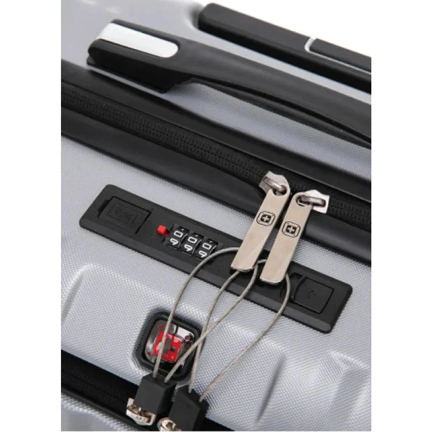 מנעול TSA בינלאומי מובנה במזוודת עסקים SWISS Executive כסף, פוליקרבונט קשיח עם שקע USB חיצוני