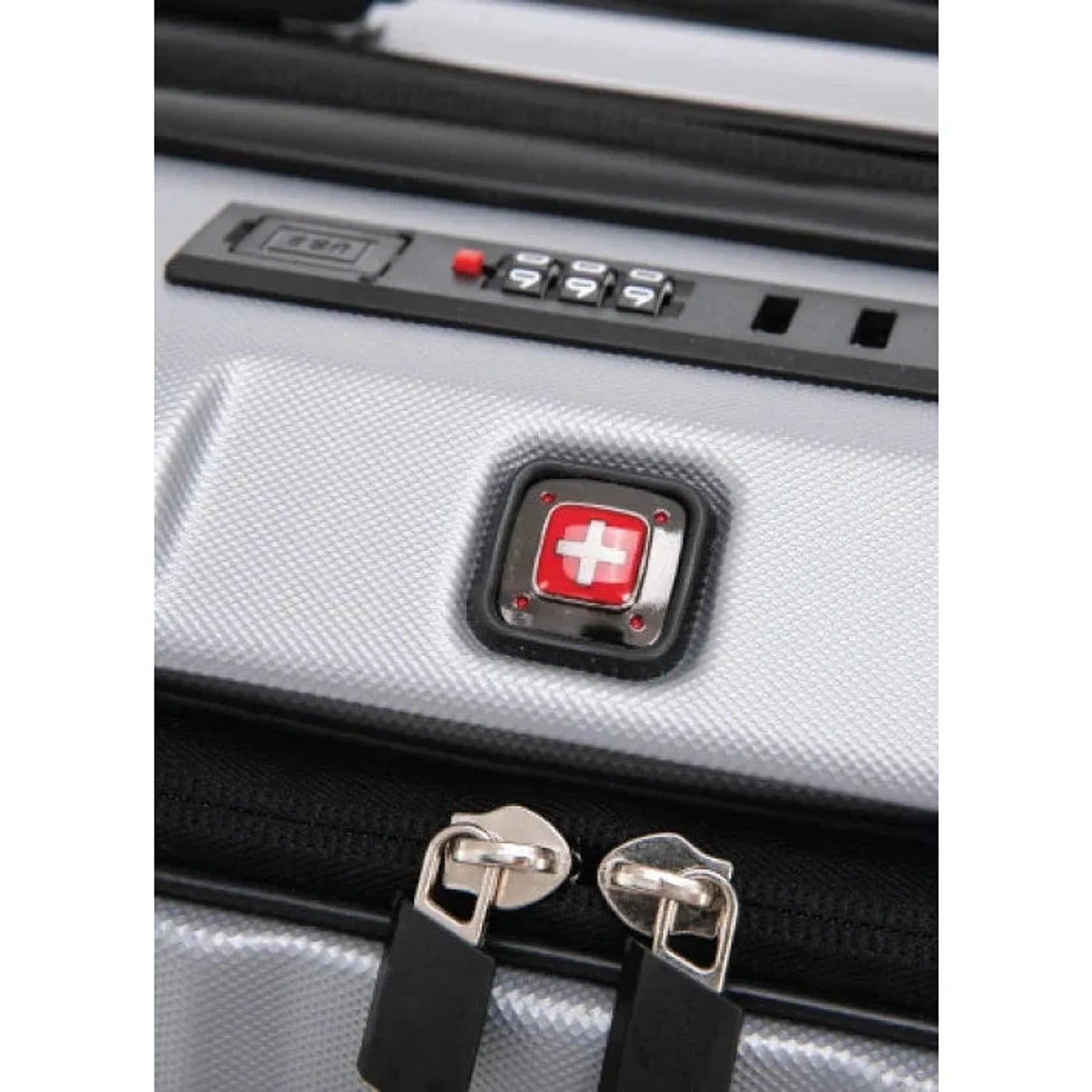 מנעול TSA ושקע USB חיצוני במזוודת עסקים SWISS Executive כסף לטעינת מכשירים בנסיעה