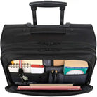 תיק טרולי עסקי Swiss Executive Glide 18 אינץ׳ עם תא חזיתי פתוח ומלא פנקסים, מחזיקי עט, מפתחות וספרי עבודה מסודרים