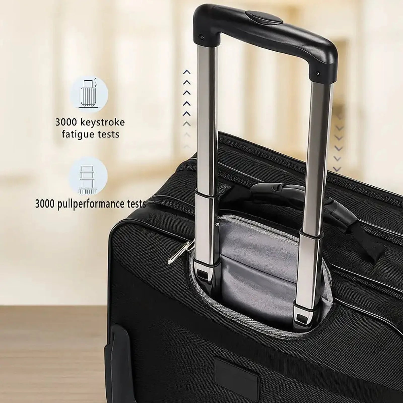 תיק טרולי עסקי Swiss Executive Glide 18 אינץ׳ ידית אלומיניום מחוזקת נסתרת שעברה 3000 בדיקות עייפות למשיכה חלקה