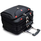 תיק טרולי עסקי Swiss Executive Glide 18 אינץ׳ סגור במבט עליון עם ידית אלומיניום שלופה וידית נשיאה מרופדת