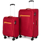 זוג מזוודות בד SWISS דגם LUGANO GoLite בצבע אדום - מזוודה גדולה 28 אינץ' וטרולי 20 אינץ' לעלייה למטוס