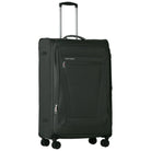 מזוודת טרולי 20 אינץ' בד לעלייה למטוס SWISS דגם LUGANO GoLite בגוון ירוק כהה - מבט קדמי בזווית