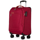 מזוודת טרולי 20 אינץ' בד לעלייה למטוס SWISS דגם LUGANO GoLite בצבע אדום - מבט קדמי עם ידית טלסקופית וגלגלי ספינר