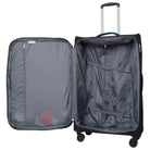 פנים מזוודה גדולה מתרחבת 28 אינץ' בד SWISS דגם LUGANO GoLite פתוחה - בטנה מרופדת, רצועות הידוק ותא רשת