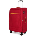 מזוודה גדולה מתרחבת 28 אינץ' בד SWISS דגם LUGANO GoLite בצבע אדום - מבט קדמי עם ידית טלסקופית וגלגלי ספינר
