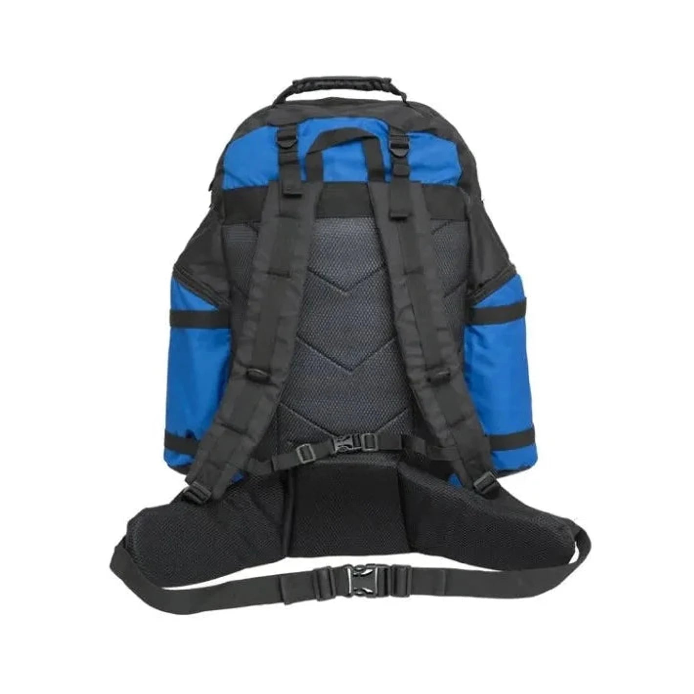 תיק גב SWISS STAR 90L כחול מבט גב, רצועות כתפיים מרופדות ורצועת מותן אורתופדית נוחה לנשיאה