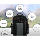 תיק גב SWISS STAR 90L עם סימון תכונות, שני תאים ראשיים, כיס קדמי, רצועות ניילון וכיסי צד