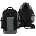 תיק גב SWISS STAR 90L אפור בתצוגה משולבת של מבט חזית ומבט גב עם רצועות תמיכה אורתופדיות