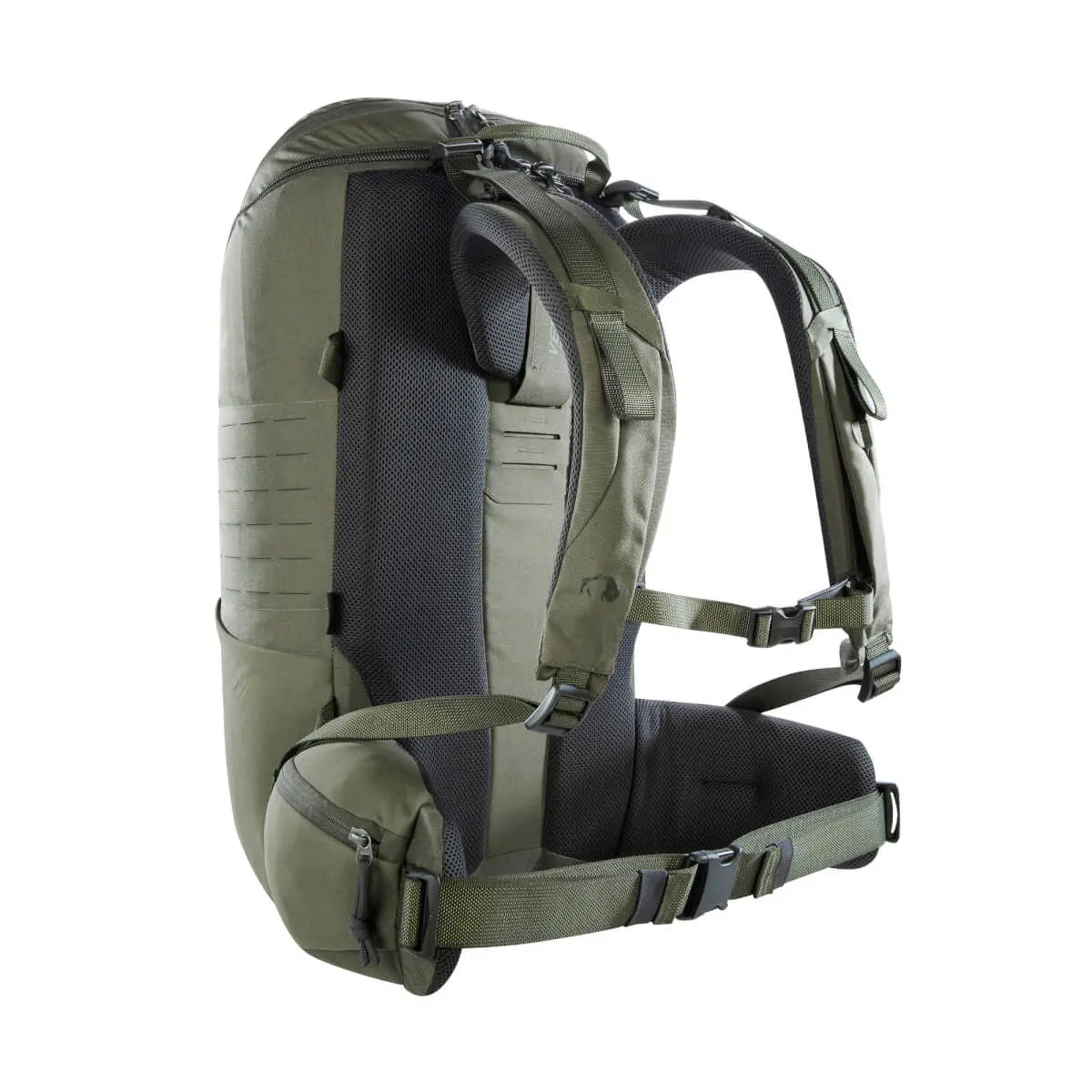 תרמיל יום טקטי Tatonka EDC Pack 30 BC בצבע זית, גב מרופד מאוורר ורצועות כתף מתכווננות, מבט אחורי