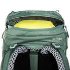 תרמיל טרקים TATONKA Pyrox 45+10 בצבע ירוק, תא עלי פתוח עם אחסון שק ציוד צהוב פנימי