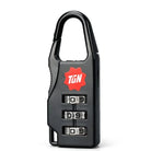 מנעול קומבינציה 3 ספרות Tigernu לנעילת מזוודות ותיקים, מידות 55×21×10 מ"מ, בצבע שחור, מבט קדמי