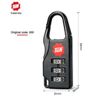 מנעול קומבינציה Tigernu שחור עם מידות 55×21×10 מ"מ, קוד ברירת מחדל 000, מתאים לארוניות, מבט צד