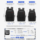 טבלת מידות היצרן לתיק גב Tigernu דגם Casual Business T-B3032A למחשב נייד 17 אינץ' - 17 אינץ' במידות 33×16×48.5 ס״מ ונפח 24 ליטר