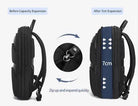 תרשים הממחיש את רוכסן ההרחבה של תיק גב Tigernu T-B9121, הגדלת נפח ב-7 ס"מ לתוספת 8 ליטר לאחסון נוסף
