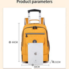 מפרט מידות תיק הטרולי AIR ROLL הצהוב: גובה ארבעים וארבעה, רוחב שלושים ועומק עשרים ואחד סנטימטר