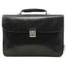 תיק עור ברידג' איטלקי TRUSSARDI Vittorio בצבע שחור, עשוי עור אמיתי איכותי, מבט חזית עם סגר מנעול מתכת