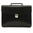 תיק עור ברידג' לגבר TRUSSARDI דגם Vittorio Roma בצבע שחור, עשוי עור איטלקי אמיתי לאנשי עסקים, מבט מלפנים