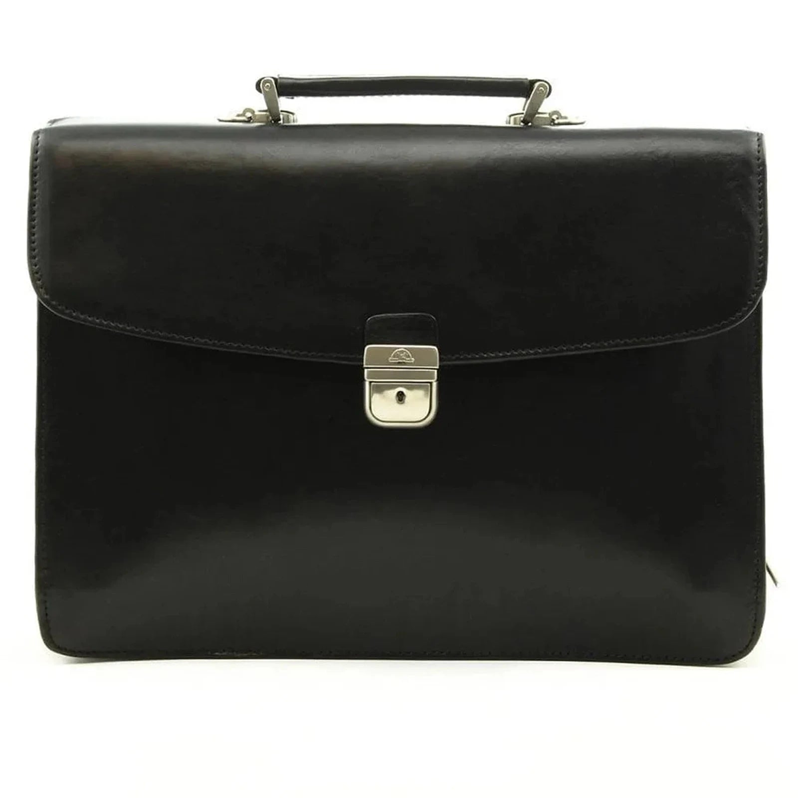 תיק עור ברידג' לגבר TRUSSARDI דגם Vittorio Roma בצבע שחור, עשוי עור איטלקי אמיתי לאנשי עסקים, מבט מלפנים