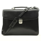 תיק עור TRUSSARDI Vittorio Roma בצבע שחור עם רצועת כתף מתכווננת נשלפת, עשוי עור איטלקי אמיתי, מבט מלפנים