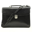 תיק עור TRUSSARDI Vittorio Roma בצבע שחור עם רצועת כתף מתכווננת נשלפת, עשוי עור איטלקי אמיתי, מבט מלפנים