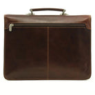 תיק עור TRUSSARDI Vittorio Roma בצבע חום, מבט מאחור עם כיס רוכסן נוסף, עשוי עור איטלקי אמיתי עמיד