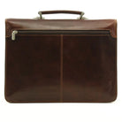 תיק עור TRUSSARDI Vittorio Roma בצבע חום, מבט מאחור עם כיס רוכסן נוסף, עשוי עור איטלקי אמיתי עמיד