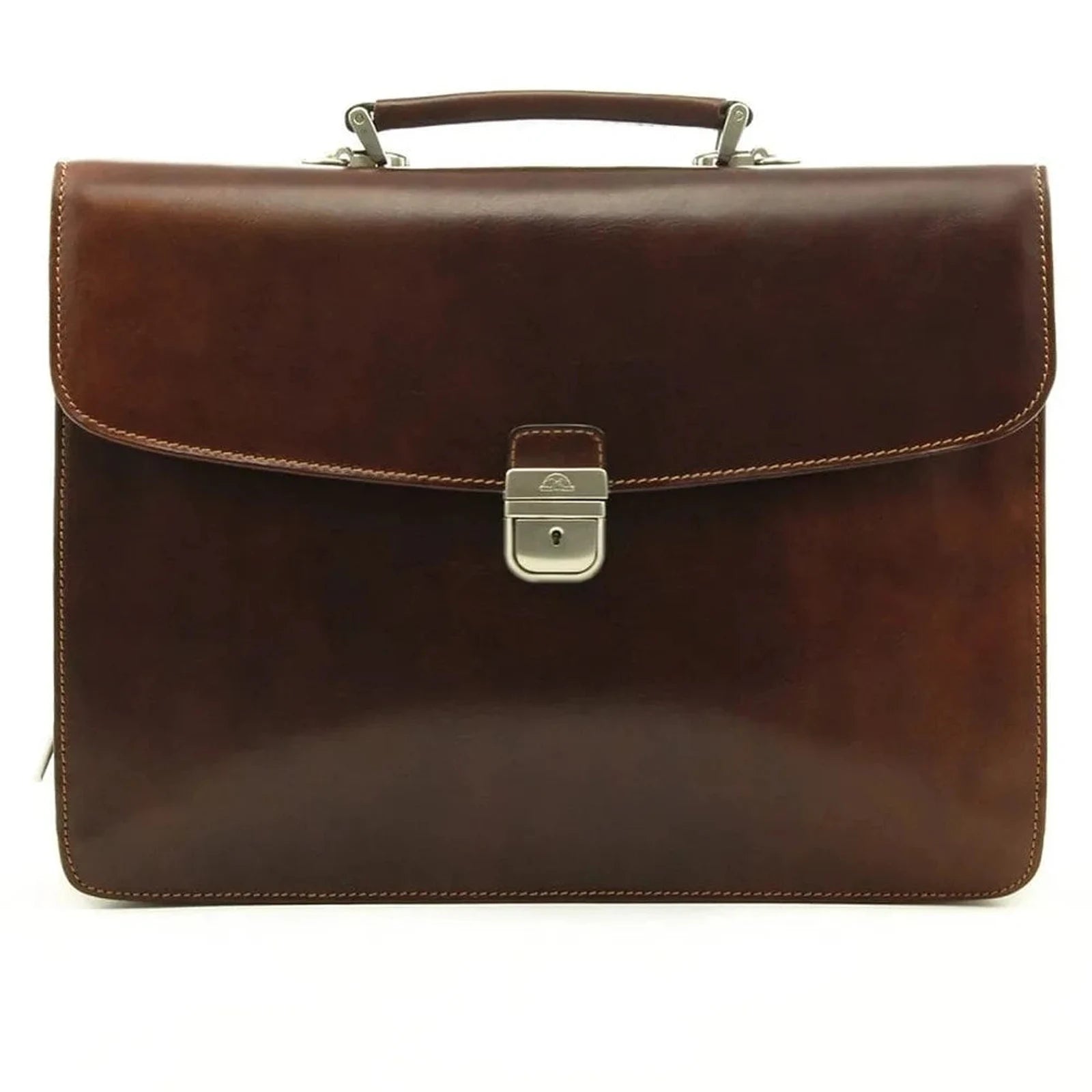 תיק עור ברידג' לגבר TRUSSARDI דגם Vittorio Roma בצבע חום, עשוי עור איטלקי אמיתי לאנשי עסקים, מבט מלפנים