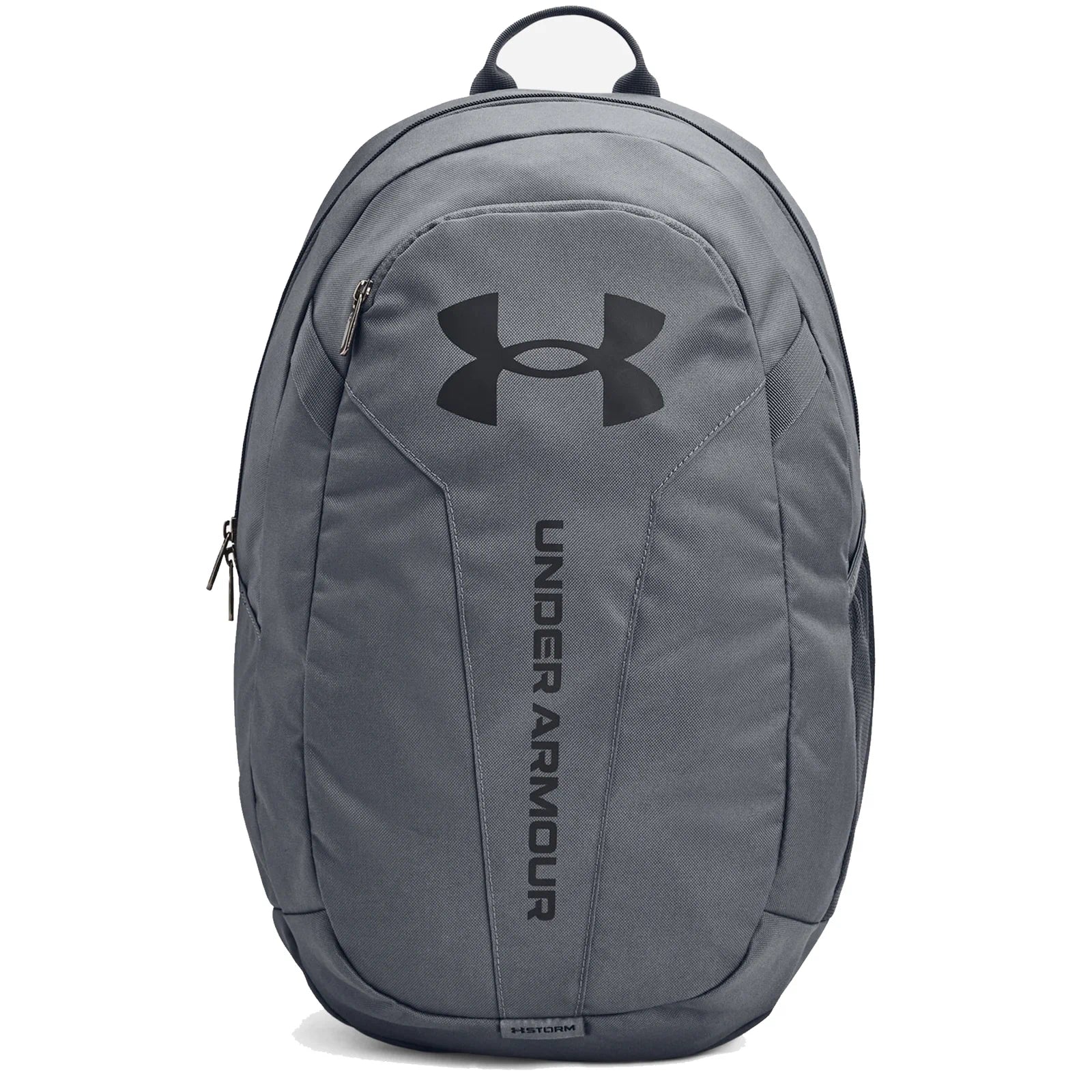 תיק גב Under Armour Hustle Lite Backpack 26L בצבע אפור – מבט קדמי עם לוגו