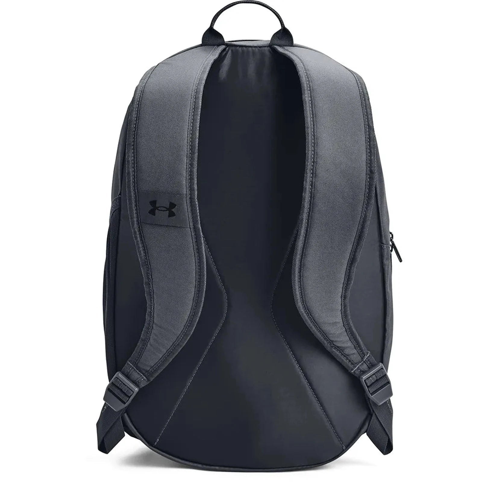 מבט אחורי על רצועות הגב המרופדות של תיק Under Armour Hustle Lite 26L אפור