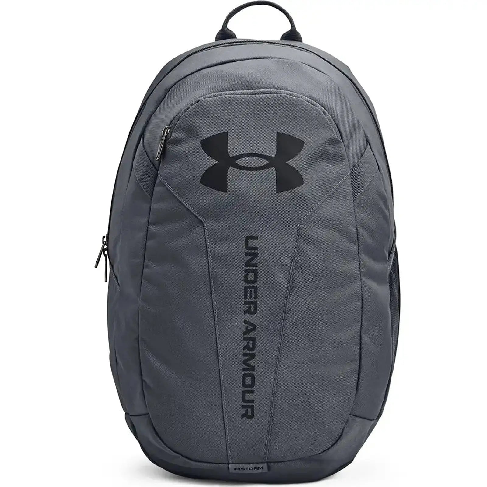 תיק גב Under Armour Hustle Lite Backpack 26L בצבע אפור – מבט קדמי עם לוגו