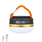 פנס קמפינג נטען Widesea Outdoor Pro עם ידית תלייה כתומה וכבל USB Type C, עשוי מחומר ABS שחור, מבט קדמי
