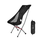 כיסא קמפינג מתקפל Widesea Easy Folding Lite בצבע שחור, שוקל 1.3 ק"ג בלבד, עם תיק נשיאה תואם, מבט מלפנים